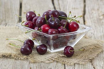 fresh cherries in a bowl