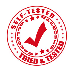 self and tired tested  stamp