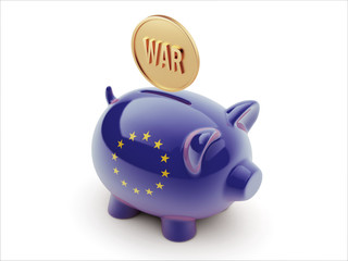 European Union War Concept. Piggy Concept