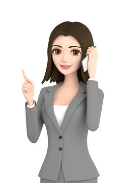 3D illustration character - business woman