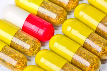 various pills as background