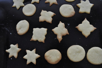 Home-made cookies on baking tray