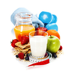 Different tools for sport and healthy food