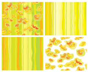 Vector cute seamless chickens patterns.