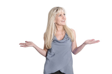 Fototapeta premium Attraktive Blondine mit 45 Jahren isoliert