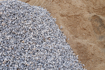 piles gravel and sand for construction