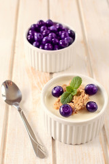 Blueberries and corn flakes