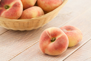 ripe juicy chinese flat peaches