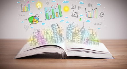 drawing of a business scheme on an opened book