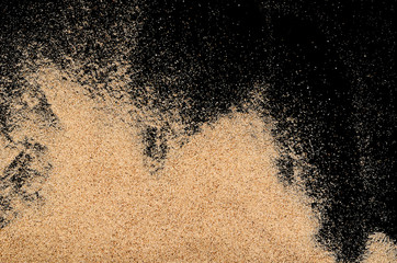The sand on the black background