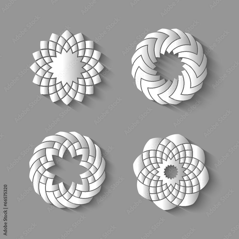 Wall mural vector set of paper swirl-elements for design