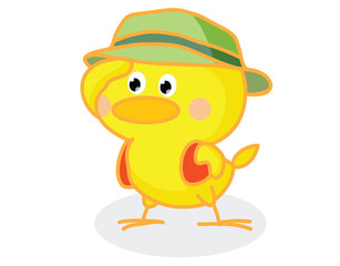 cute cartoon chick wearing a hat