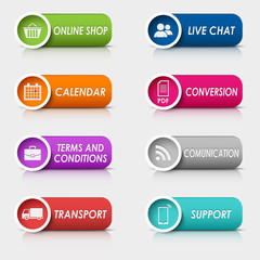 Colored set rectangular buttons web design