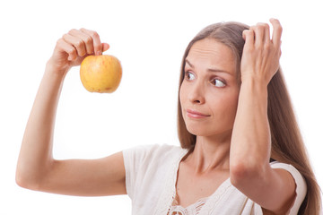 woman holding an apple