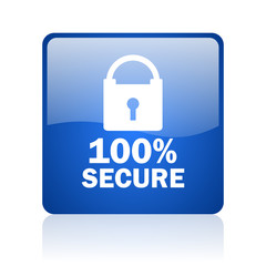 secure blue glossy web icon