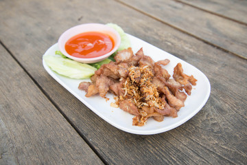 Thai food fried pork