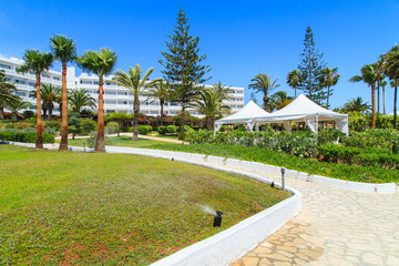 Obraz premium A view of a park near Nissi Beach in Aiya Napa, Cyprus
