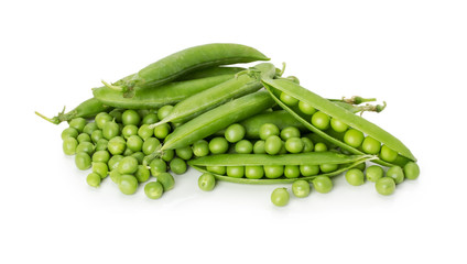 tasty green peas on the white background
