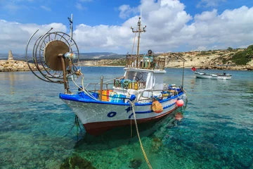 Papier Peint photo Chypre Fishing boats in a port in Pafos, Cyprus