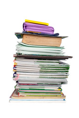 Stack of books and notebooks schoolboy