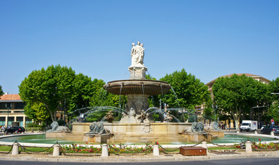 Fototapeta premium La Rotonde fountain in Aix-en-Provence, France