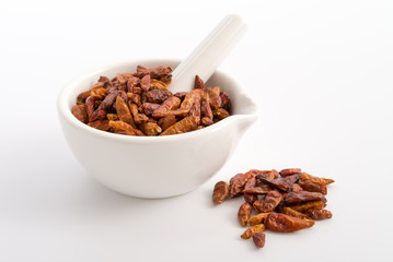 Mörser mit Chilischoten