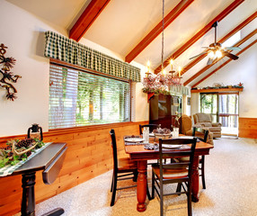 Log cabin house interior