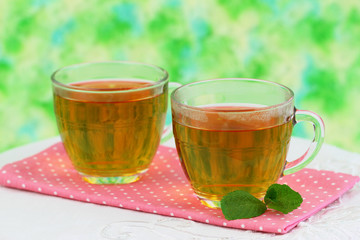 Tea, fresh mint with copy space