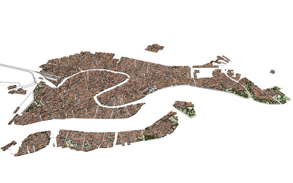 Fototapeta Venezia Laguna 3d Mappa Cartina (Serenissima) UHQ