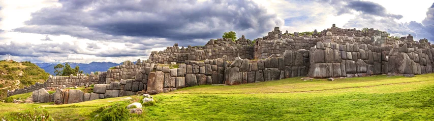 Foto auf gebürstetem Alu-Dibond Südamerika Mauern der Festung Sacsayhuaman in Cusco, Peru
