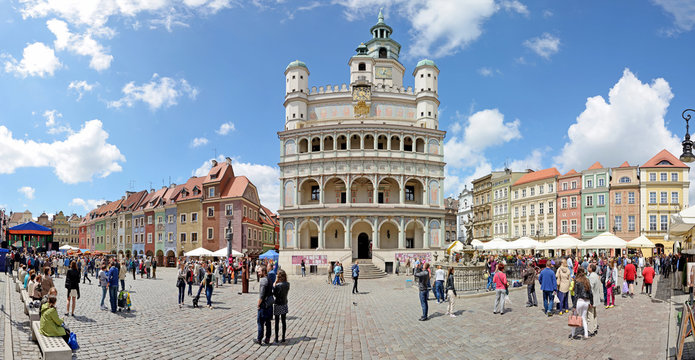 Fototapeta Market square, Poznan, Poland -Stitched Panorama