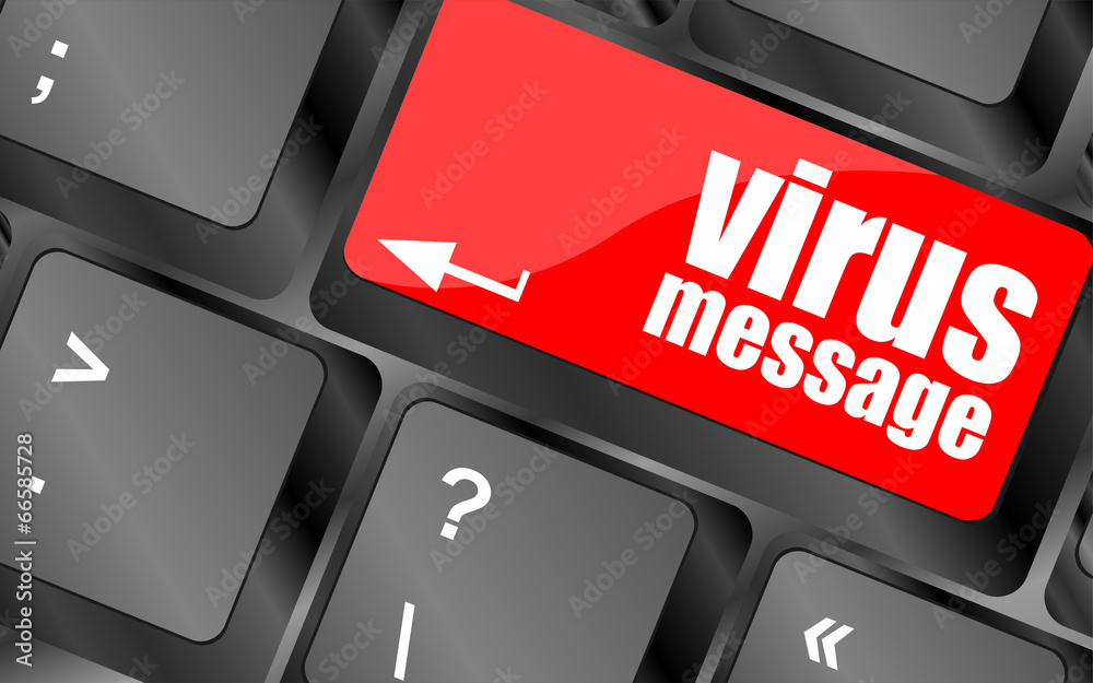 Poster computer keyboard with virus message key