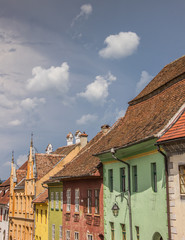 Fototapeta na wymiar Old colorful houses in the center of Sighisoara
