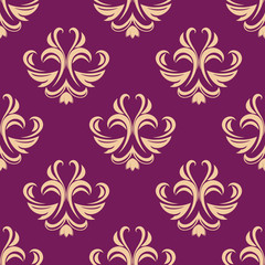 Purple and beige seamless floral pattern