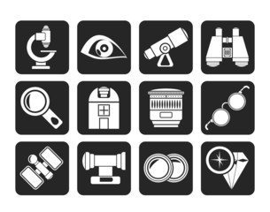 Silhouette Optic and lens equipment icons