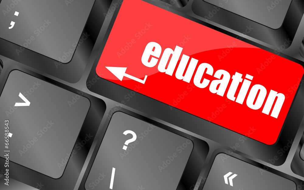 Poster computer keyboard with key education, internet learn concept