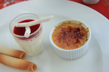 French desserts: Creme brûlée and  blancmange