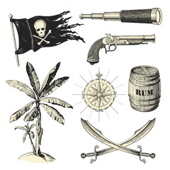 Piraten-Design-Elemente - obrazy, fototapety, plakaty