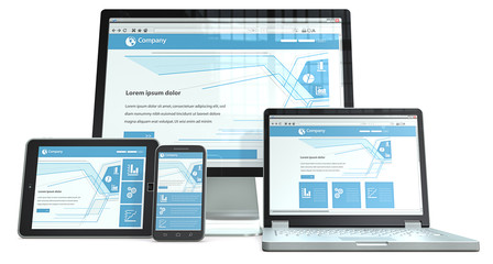 Responsive Web Design. Devices No branded. Perspective view.