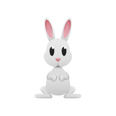 white rabbit easter is cute cartoon design of paper cut