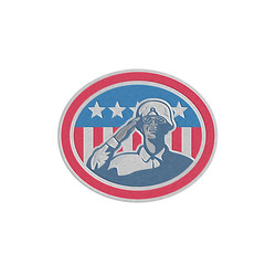 Metallic African American Soldier Salute Flag Retro
