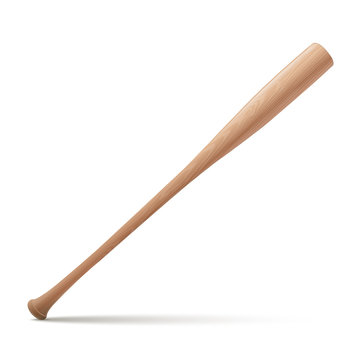 Wooden baseball bat isolated on a white background