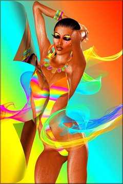 Rainbow color swim suit