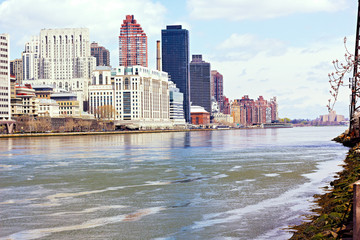East River and Lower Manhattan from Roosevelt Island.