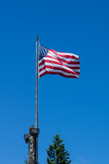 United States flag on a flag pole