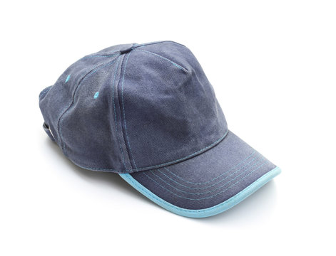 Blue baseball cap isolated on white background