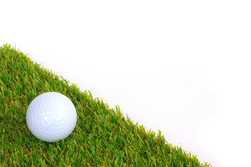 Golf equipment and golf ball on white background