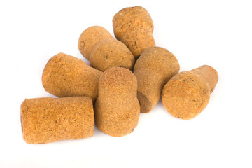 Wine corks on white background