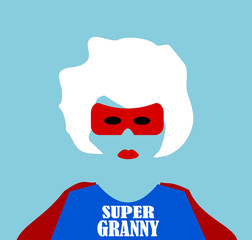 super hero granny wearing cape and mask