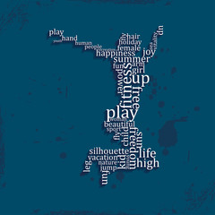Jumping people silhouette made with words